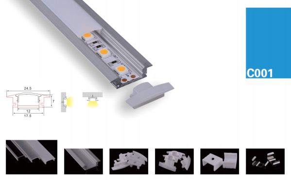 ALUMINIJSKI PROFIL UGRADBENI S KRILCIMA  C001