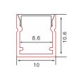 ALUMINIJSKI PROFIL 8,6mm x 10mm x 10,6mm MLIJEČNI POKROV C078