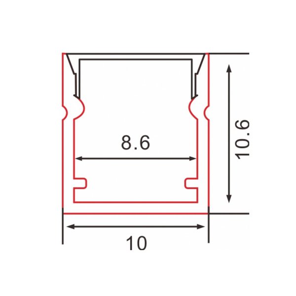 ALUMINIJSKI PROFIL 8,6mm x 10mm x 10,6mm MLIJEČNI POKROV C078