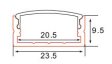 ALUMINIJSKI PROFIL 20.7mm x 23.5mm x 9.75mm MLIJEČNI POKROV C004