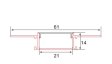 ALUMINIJSKI PROFIL UGRADBENI-FLEXIBLE 21mm x 61mm x 14mm SILIKONSKI POKROV 2m C095-F