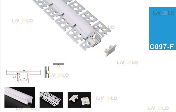 ALUMINIJSKI PROFIL UGRADBENI-FLEXIBLE 17mm x 57mm x 14.5mm SILIKONSKI POKROV C097-F