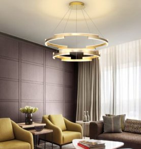 Stropna visilica RING fi400+600- 4000K- 75W- zlatna