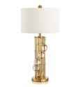Stolna lampa fi380*650mm metal+kristal+tkanina E27-bijelo zlatna