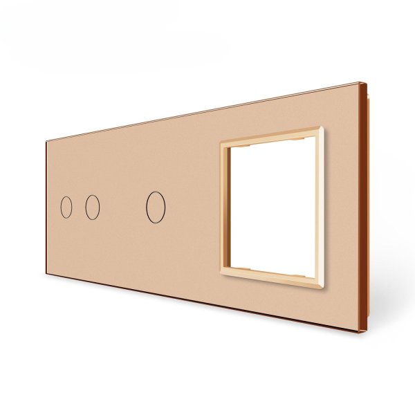 2 Tipke & 1 Tipka & 1 Okvir Stakleni Panel - zlatni
