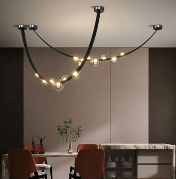 LED Stropna visilica koža+staklo smoky-12W