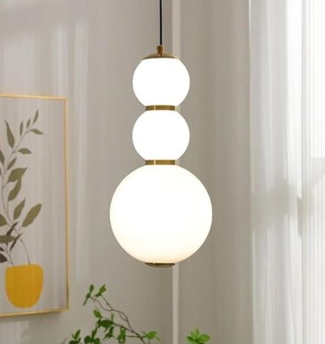 LED Stropna visilica D180*H384mm metal+staklo 8W-12V 3000K- bijela