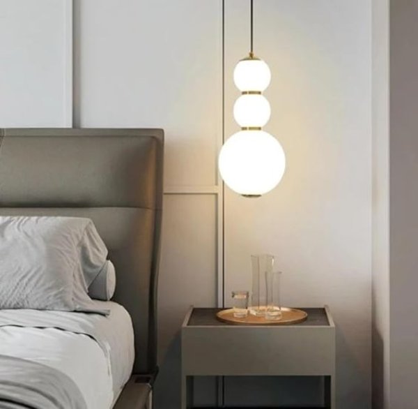 LED Stropna visilica D180*H384mm metal+staklo 8W-12V 3000K- bijela