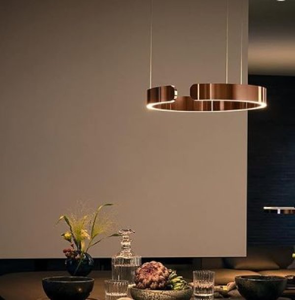 LED stropna visilica RING dimabilna +smart switch fi400*110 aluminij+silikon 48W 3000K- zlatna