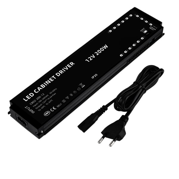 LED cabinet driver 200W 12V 180-240V AC 202*62*20mm