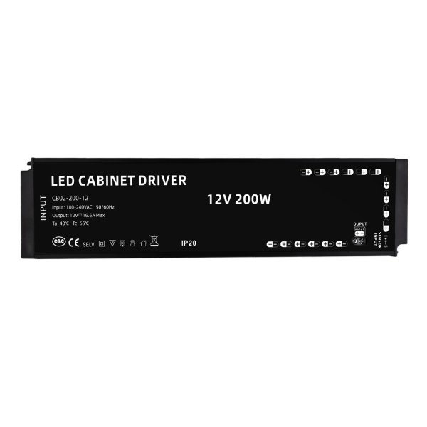 LED cabinet driver 200W 12V 180-240V AC 202*62*20mm