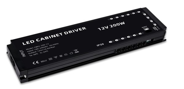 LED cabinet driver 200W 12V 180-240V AC 202*62*20mm