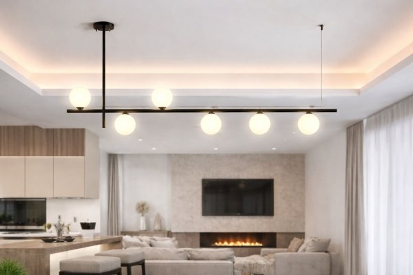 LED stropna visilica L1200*H710mm metal+staklo G9*6- crna+bijela