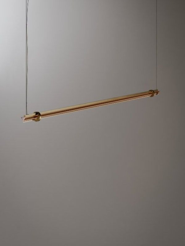 LED Stropna visilica L1300*W85*H85mm metal+kristal 13W- mjed+bijela