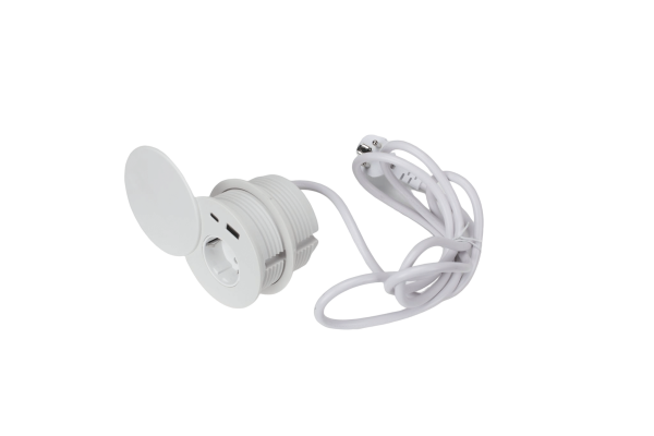 Ugradbena fi80- PVC S POKLOPCEM- ŠUKO+USBA/C-BIJELA