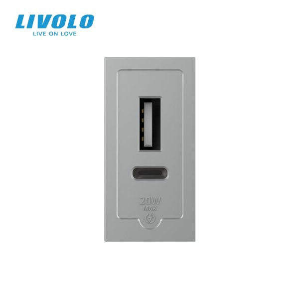Modul 1m / USB A+C 20W- siva