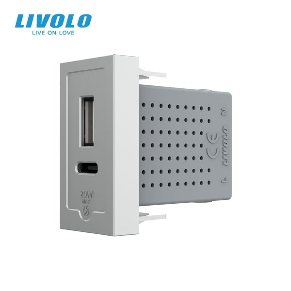 Modul 1m / USB A+C 20W- siva