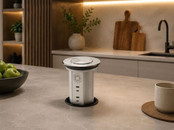 Automatska izvlačna utičnica 6EU+2USBA/C+4BT+QI+WI-FI stakleni vrh