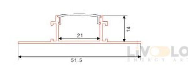 ALUMINIJSKI PROFIL UGRADBENI-RUPIČASTA KRILCA dolje 21mm x 14mm x 51,5mm MLIJEČNI POKROV 2m