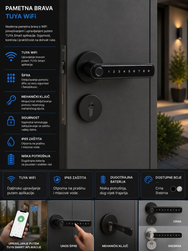 Pamenta brava - Tuya Smart Bluetooth- sa cilindrom- crna