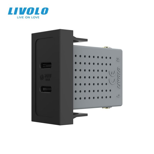 Modul 1m / USB 2C 20W- crna