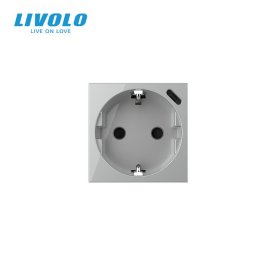 Modul / EU utičnica 16A + USB-C 18W - siva