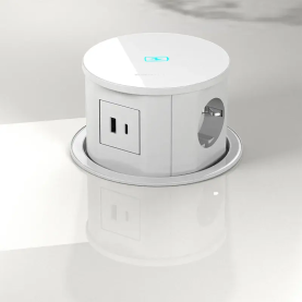 Full niska izvlačna utičnica 3EU+USBA/C+QI15W stakleni vrh- bijela