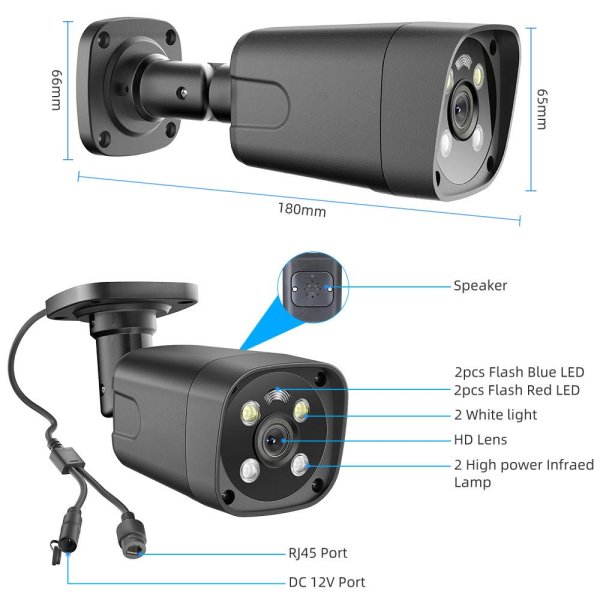 5MP IP POE bullet kamera - siva