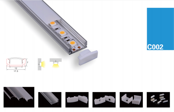 ALUMINIJSKI PROFIL UGRADBENI BEZ KRILACA C002