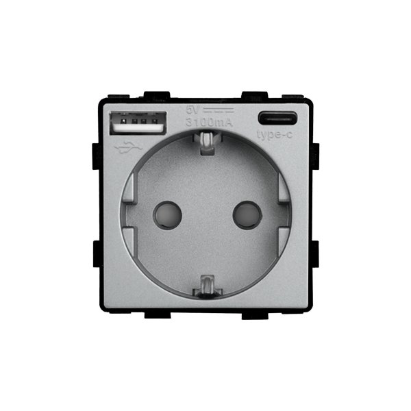 Modul / EU utičnica 16A sa USB A+C 3.1A 20W brzi punjač